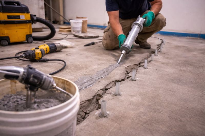 Cracked Basement Floor Repair in Milford, NH