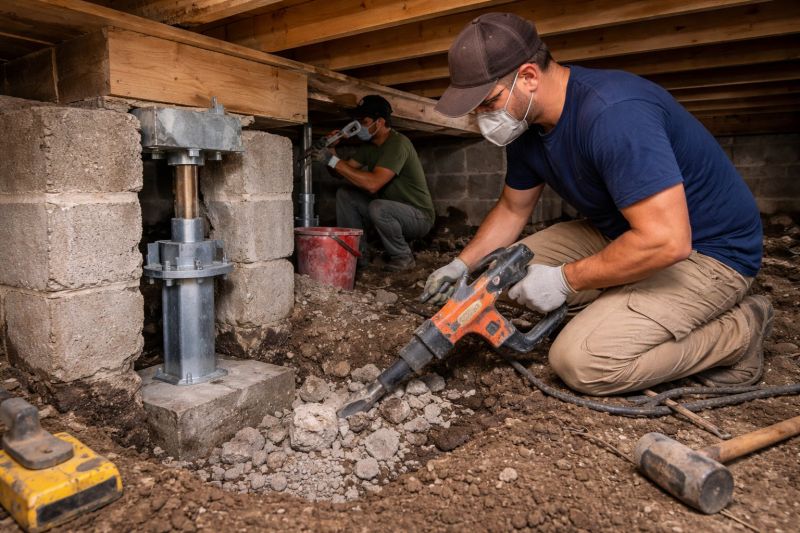 Foundation Pier Repair in Milford, NH