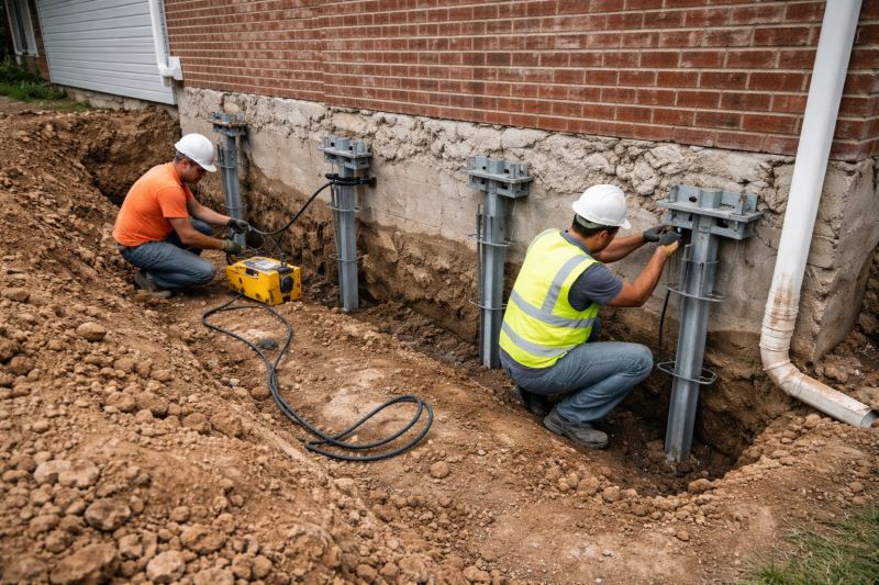 Helical Piers Installation in Milford, NH