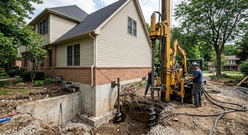 Helical Piers Installation in Milford, NH