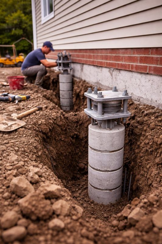 Helical Piers Installation in Milford, NH